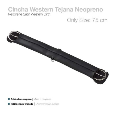Cinta Western Tejana preta em neopreno com fivelas cromadas tamanho 75 cm