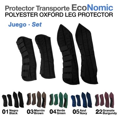 Protetores de pernas em várias cores com fechos de velcro