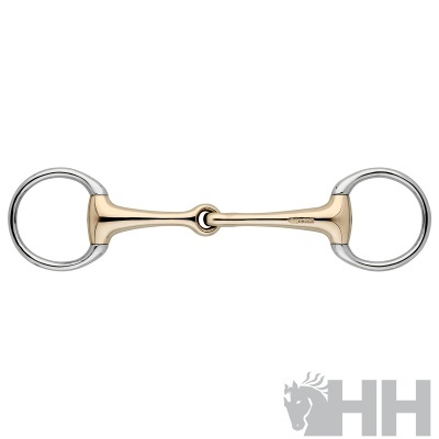 Freio de anel metálico em dourado e prata com articulação central