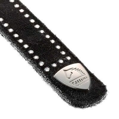 Correia preta felpuda para guitarra ou baixo com pontos metálicos e presilha prateada Tattoo Custom