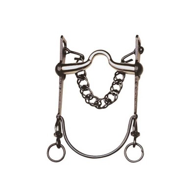 Freio para cavalo em metal preto com corrente decorativa