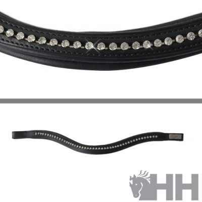 Frontal preto com cristais transparentes alinhados e fecho de velcro