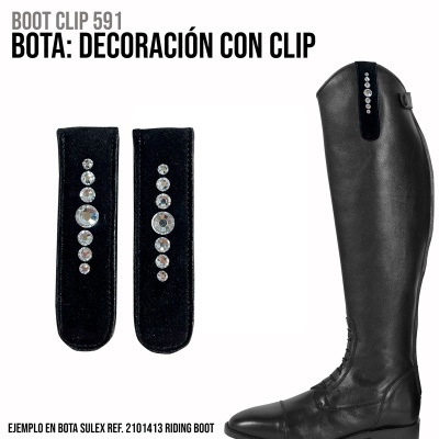 Clip de decoração com pedras para bota preta de couro