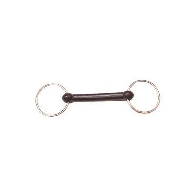 Freio de cavalo com anéis metálicos e barra preta central