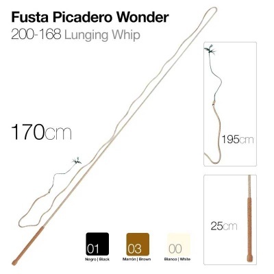 Fusta Picadero Wonder 200-168 Lunging Whip castanha com 170cm e pega de 25cm