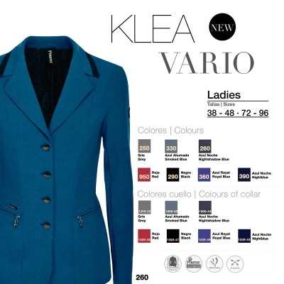 Blazer feminino azul noite KLEA VARIO com tabela de cores e tamanhos