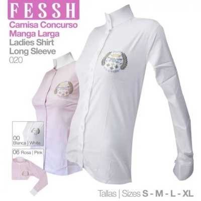 Camisas femininas de manga longa branca e rosa com bordado no peito