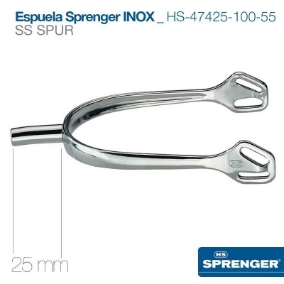 Espuela Sprenger INOX em aço inox prata com 25 mm, modelo HS-47425-100-55 SS SPUR