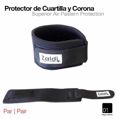 Protector de quartilla e corona preto Zaldi com fecho de velcro