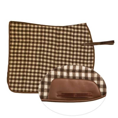 Manta para cavalo xadrez com detalhes em couro castanho