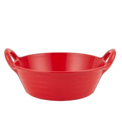 Bacia redonda vermelha de plástico com alças