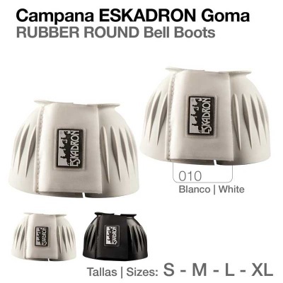 Botas campana ESKADRON de borracha branca e preta com etiquetas, vários tamanhos