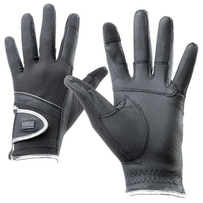 Par de luvas pretas texturizadas com tiras de velcro ajustáveis