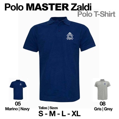 Polo Zaldi Master azul-marinho e cinza com bordado e tamanhos disponíveis