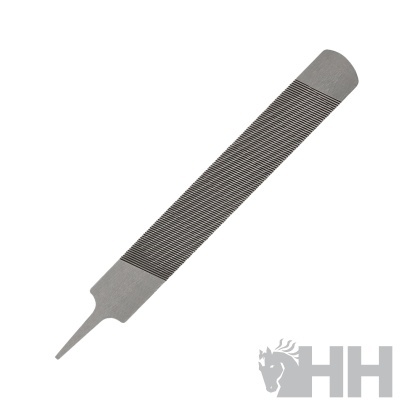 Pente de metal cinzento com dentes finos e logótipo HH