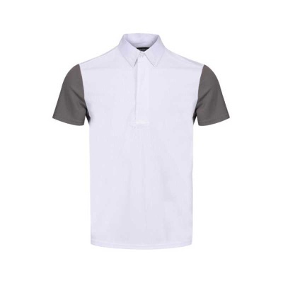 Polo branco com mangas cinzentas e gola clássica