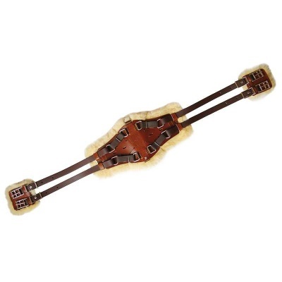 Peitoral para cavalo em couro castanho com forro acolchoado cor de creme