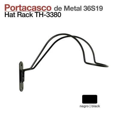 Porta-capacete de metal preto modelo 36S19 fixado na parede