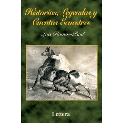 Capa de livro verde com texto amarelo e imagem de três cavalos preto e branco