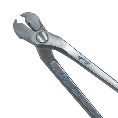 Alicates de corte inox com texto azul sobre fundo branco