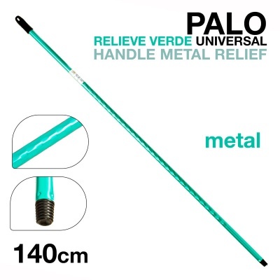 Palo universal verde de metal com textura ondulada e extremidade roscada