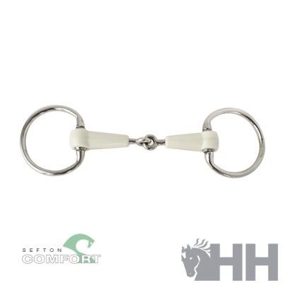 Freio de cavalo metálico com peça central branca