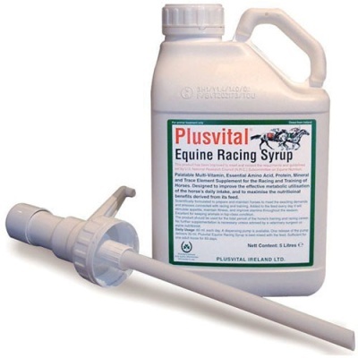 Galão branco de xarope Equine Racing com doseador