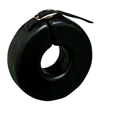 Almofada circular preta com fivela e correia preta