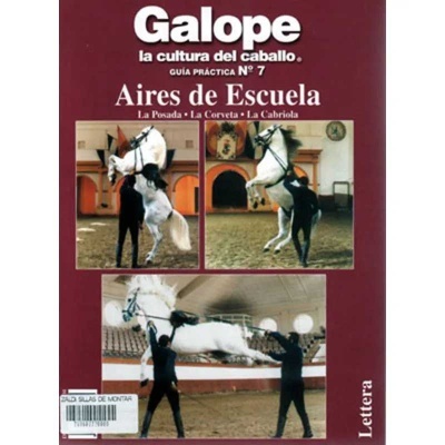Capa de livro com imagens de cavalos a executar movimentos de equitação e texto em espanhol