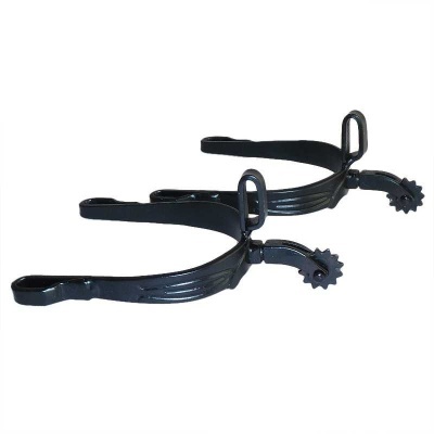 Par de esporas pretas em metal com roseta dentada
