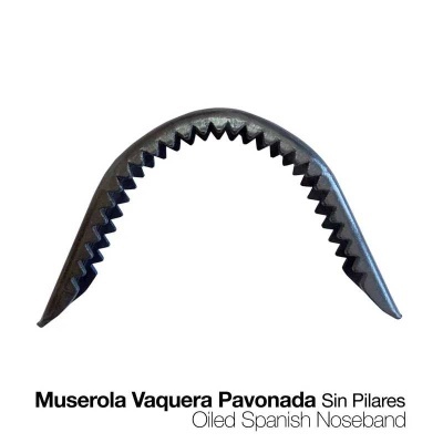 Muserola vaquera pavonada em metal oleado com dentes serrilhados