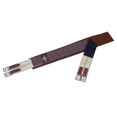 Cilha castanha e preta para cavalo com fivelas metálicas