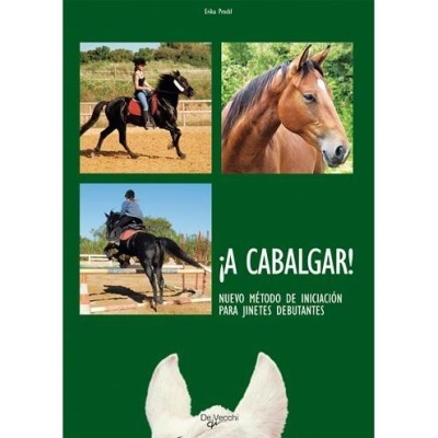Capa de livro verde com fotos de cavalos e cavaleiros e texto em espanhol.