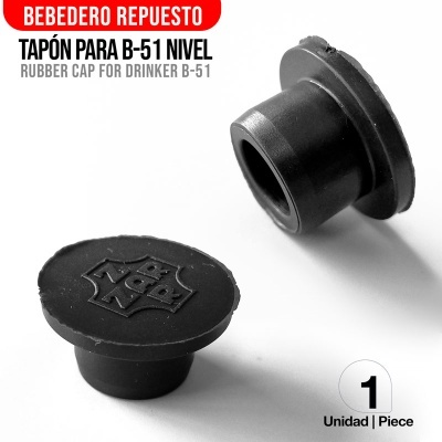 Tampões de borracha pretos para bebedouro B-51 sobre fundo branco