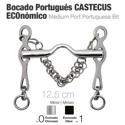 Freio metálico cromado ou pavonado para cavalo com corrente, 12,5 cm