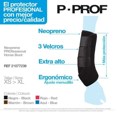 Bota de proteção para cavalos em neopreno com 3 velcros, extra alta e ergonômica, disponível em várias cores.
