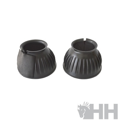 Campanas protectoras pretas para cascos de cavalos com fechos de velcro