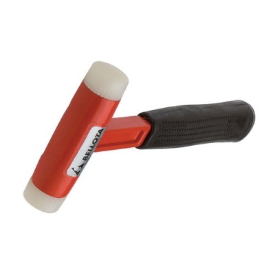 Martelo com cabeça dupla, cabo vermelho e punho preto texturizado