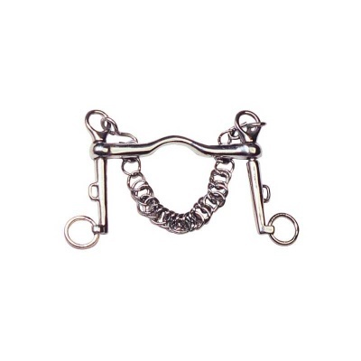 Freio metálico com corrente central em fundo branco