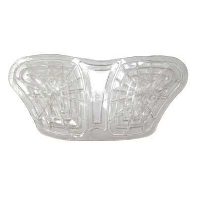 Protetor de calcanhar plástico transparente com padrão texturizado.