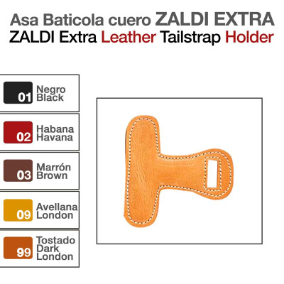 Asa Baticola de couro ZALDI EXTRA castanha clara com opções de cores ao lado
