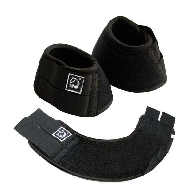 Conjunto de protetores e pala pretos com etiquetas DISPORT