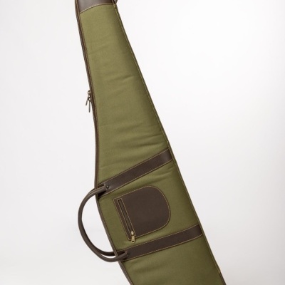 Estojo para arma comprida verde com detalhes castanhos