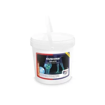 Recipiente plástico branco com pellets CUSHINS para equilíbrio hormonal