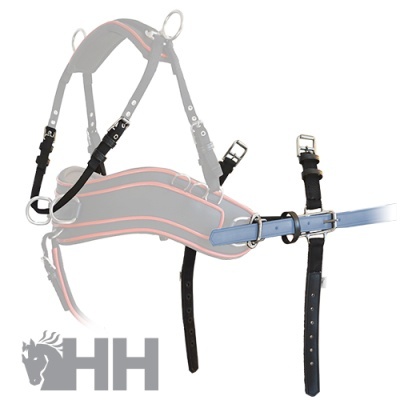 Arnês para cavalo em couro preto com detalhes rosa e azul