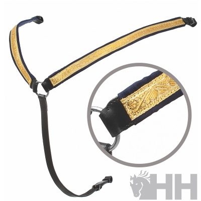 Cabeçada para cavalo azul escuro com bordado dourado