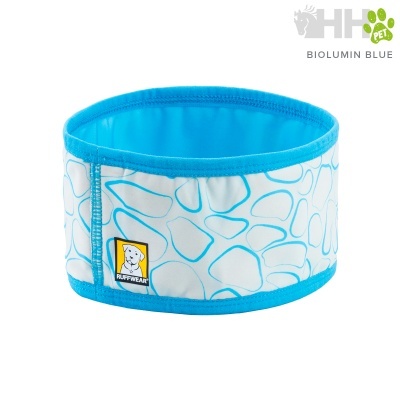 Coleira para cão azul e branca com padrão e etiqueta Ruffwear