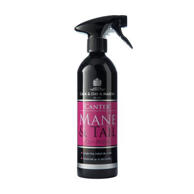 Frasco preto com spray de condicionador Canter Mane & Tail