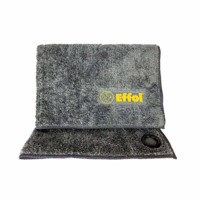 Toalha cinzenta felpuda com logótipo amarelo Effol