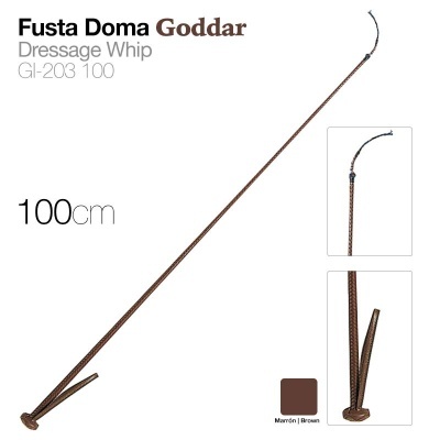 Fusta de doma Goddar Dressage Whip castanha de 100 cm com textura trançada